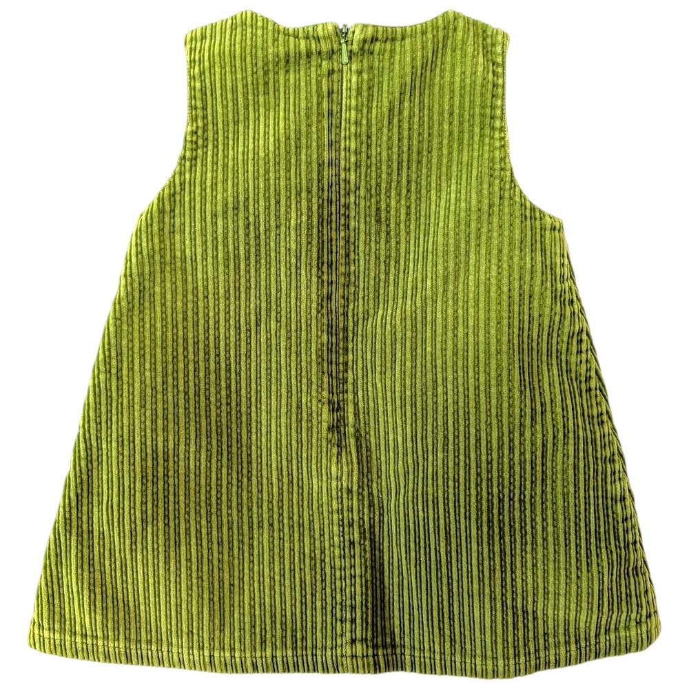 Gymboree VTG Green Corduroy Pinafore Dress 12-18 Mos Mouse Hide & Seek Pocket - Picture 4 of 8
